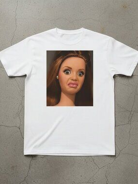 Funny Doll Face Meme Graphic T-Shirt | Viral Reaction Tee | Aesthetic Humor